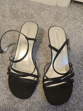 Rampage Black Strappy Heeled Sandals with Ankle Wrap